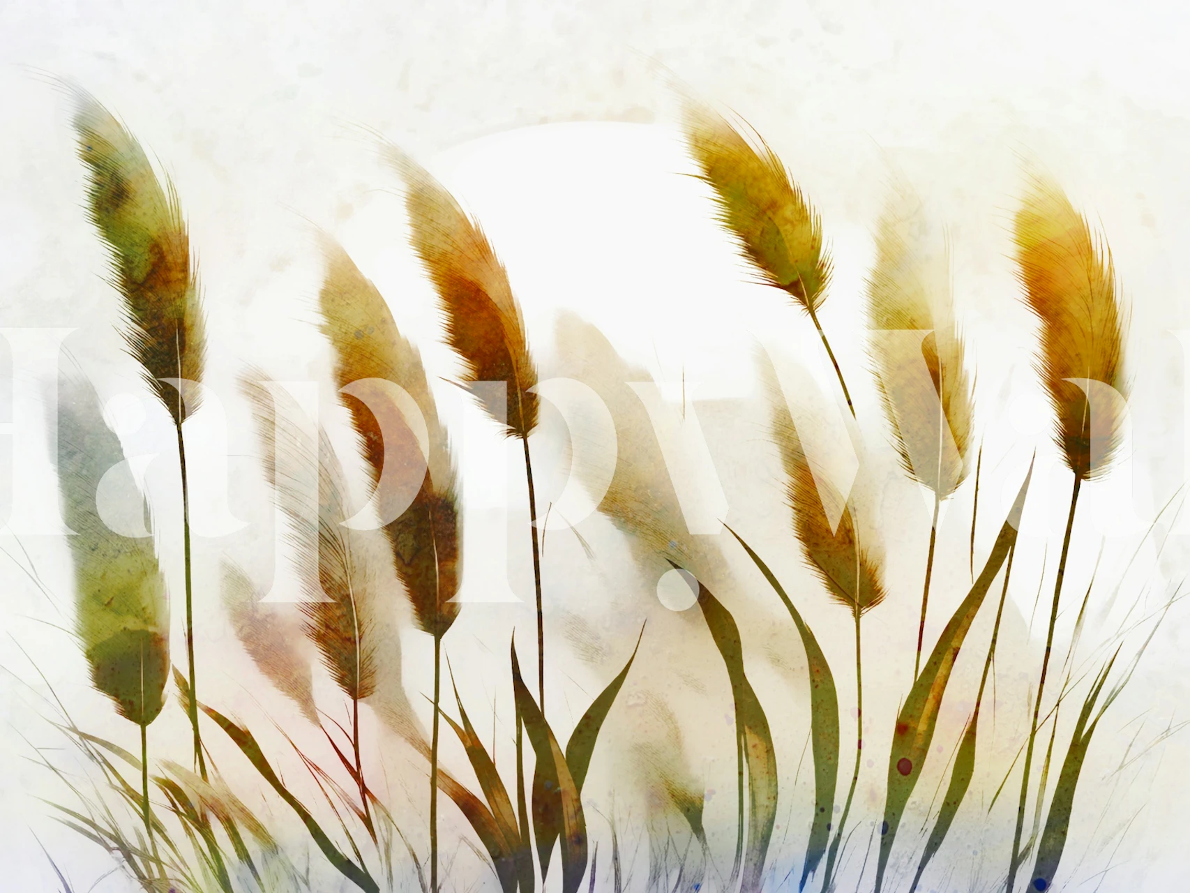 Painted Grass Art wallpaper in a room