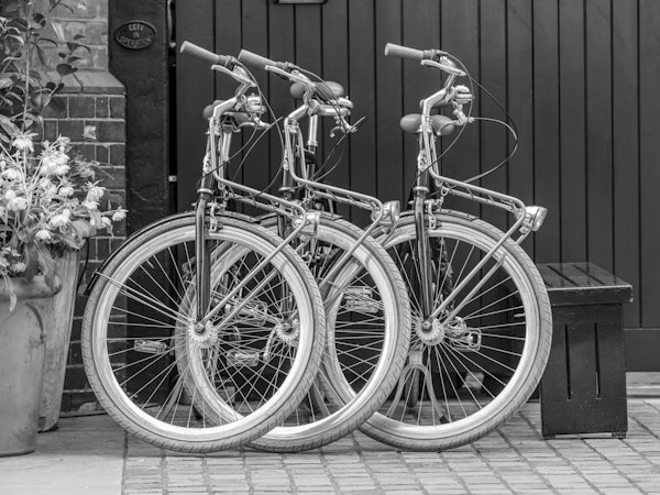Cycles parked outside