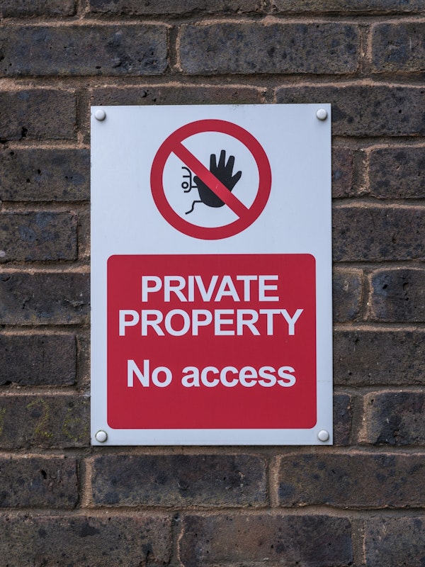 Private property sign board
