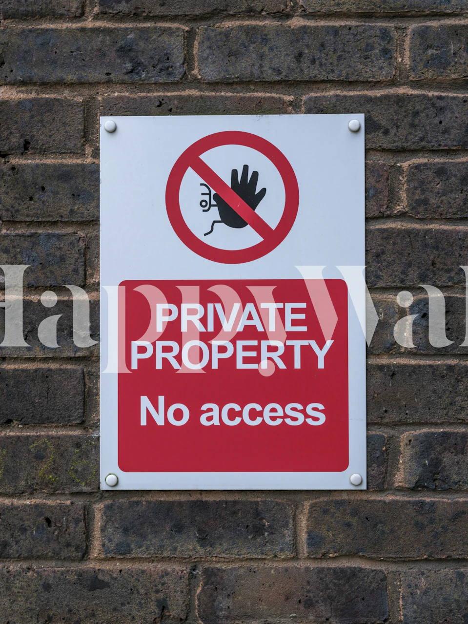 Private property warning sign with red, white colors and hand symbol wallpaper
