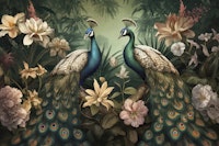 Peacocks Mystic Floral Jungle Garden papiers peint