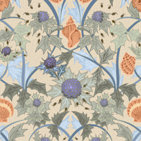 Beach thistle and shells tapet