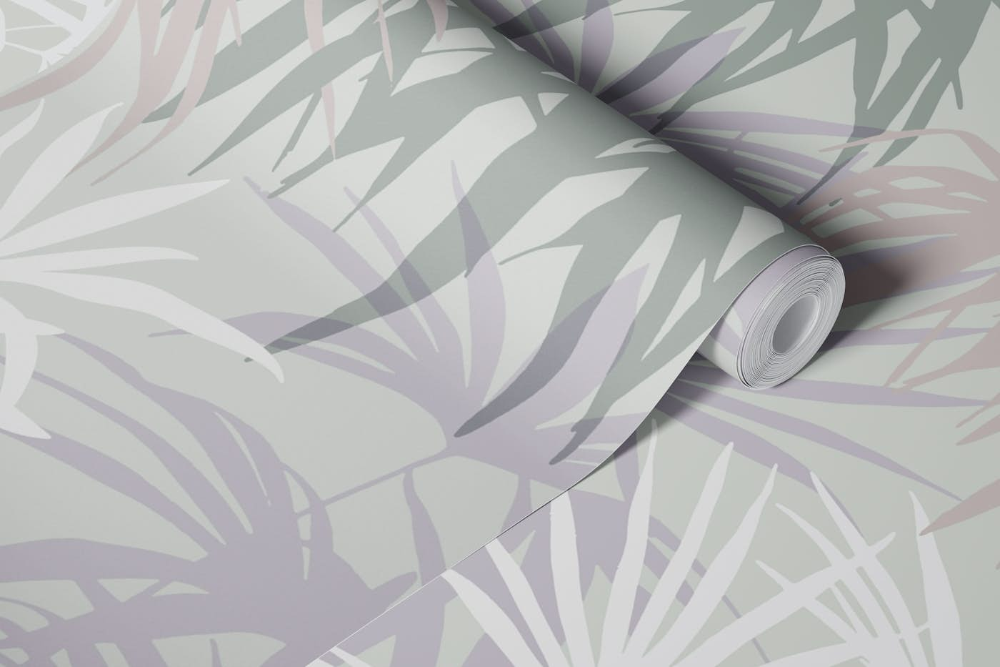 Breezy Desert - Palm fronds grey wallpaper roll