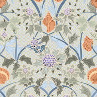 Beach thistle and shells with backgrd pattern tapet