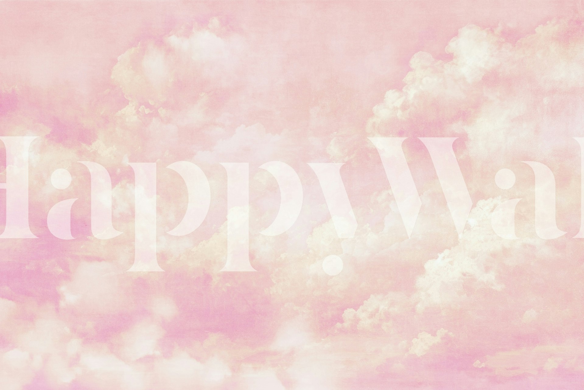 Tapeta Pastel Blush Pink Painted Clouds u sobi