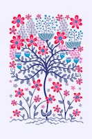 Flower Burst Vintage Floral Tree Lavender tapete