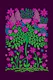 Flower Burst Vintage Floral Tree Green Purple
