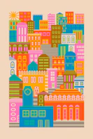 City Lights By Day Vintage Travel Brights wallpaper