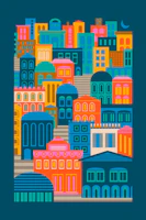 City Lights At Night Vintage Travel Brights wallpaper