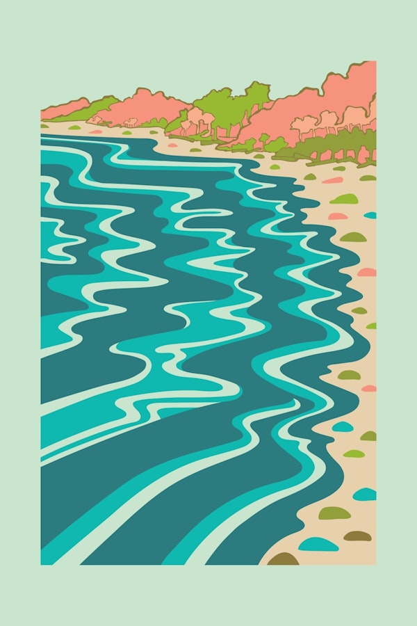 COASTLINE Coastal Beach Retro Ocean Shoreline