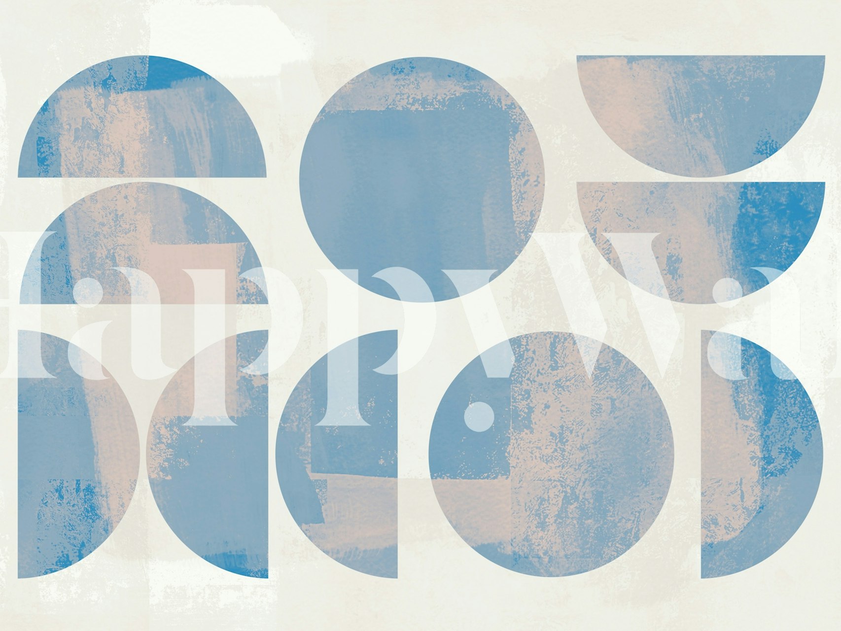 Geometric circles in blue and pink on light background wallpaper