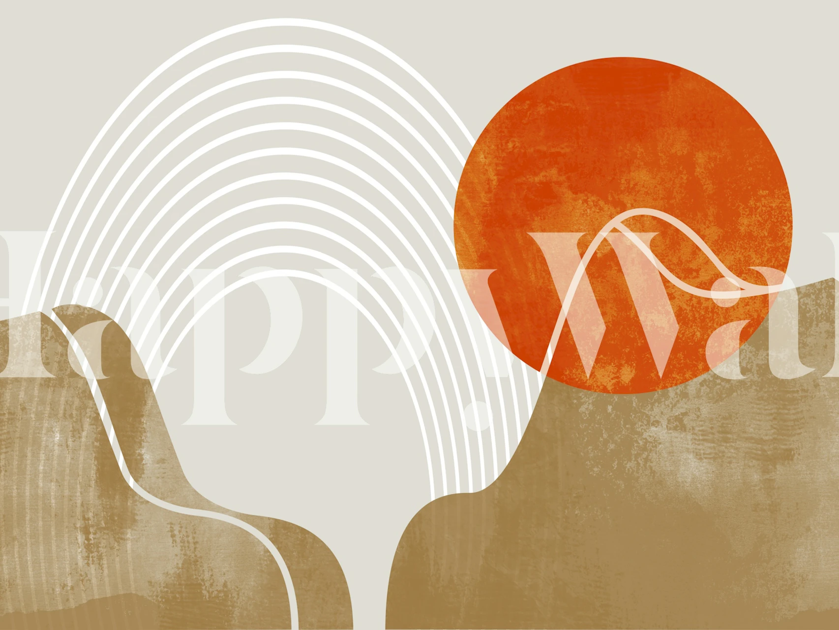 Abstrakt båge- och cirkelkonst med tapet med varmt solsken