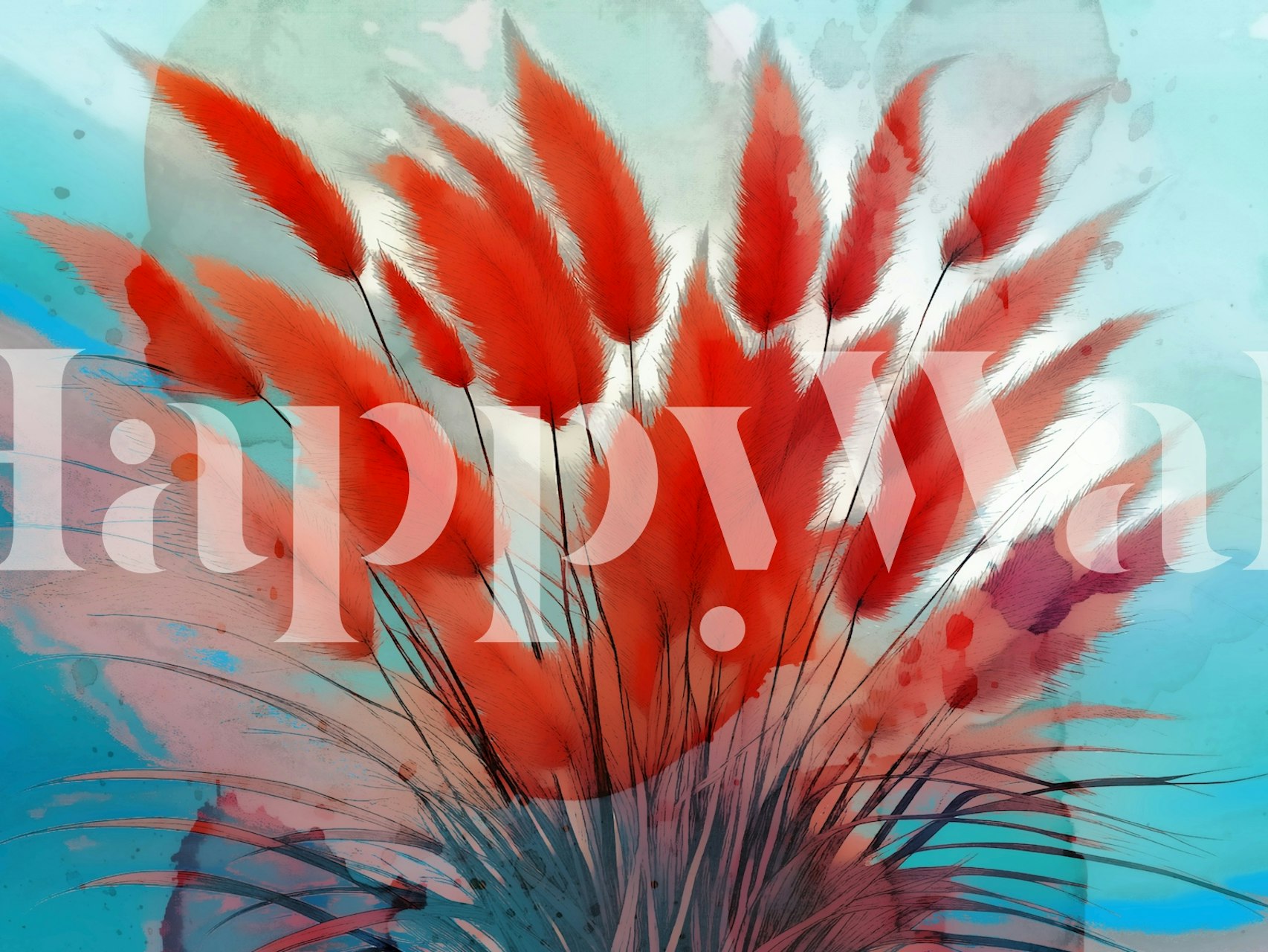 Wild Pampas Grass Art Design in einem Raum