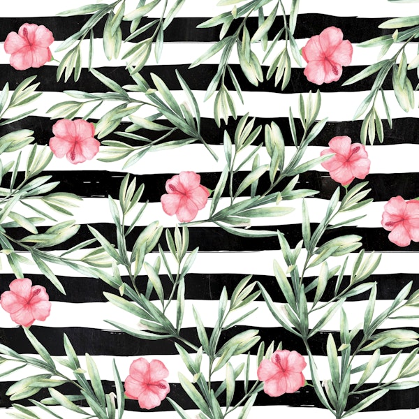 Delicate Hibiscus On Stripes