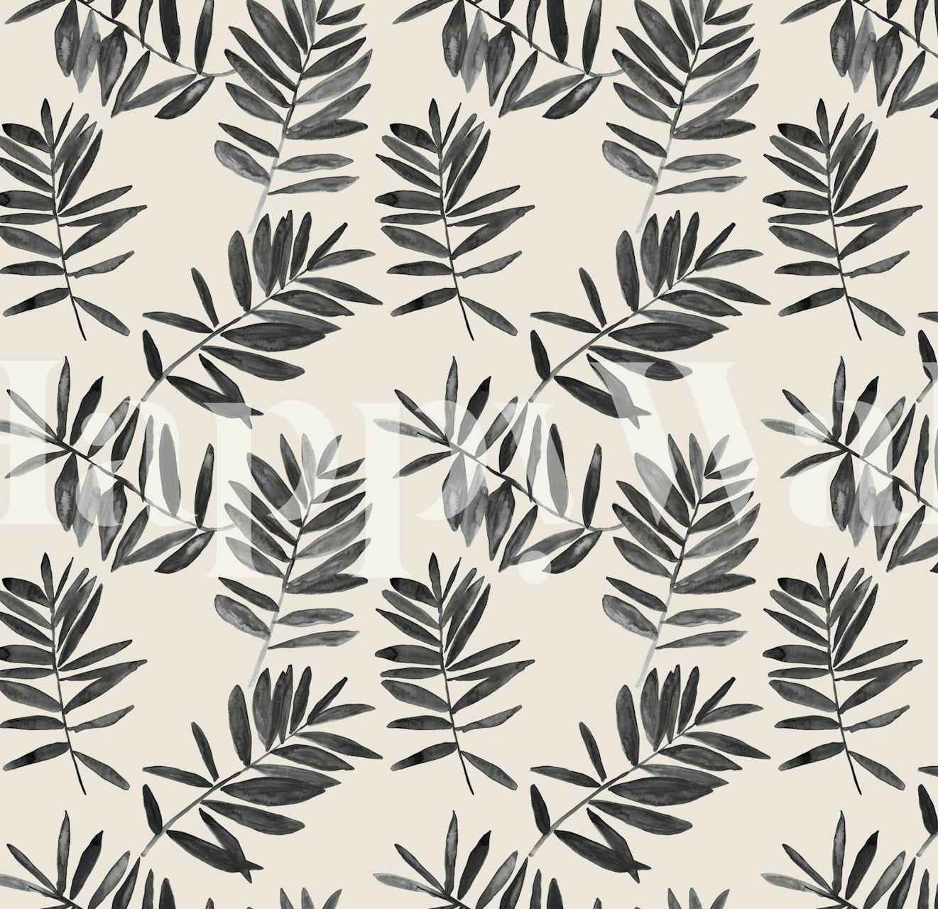 papel de parede Black Watercolor Branches em um quarto