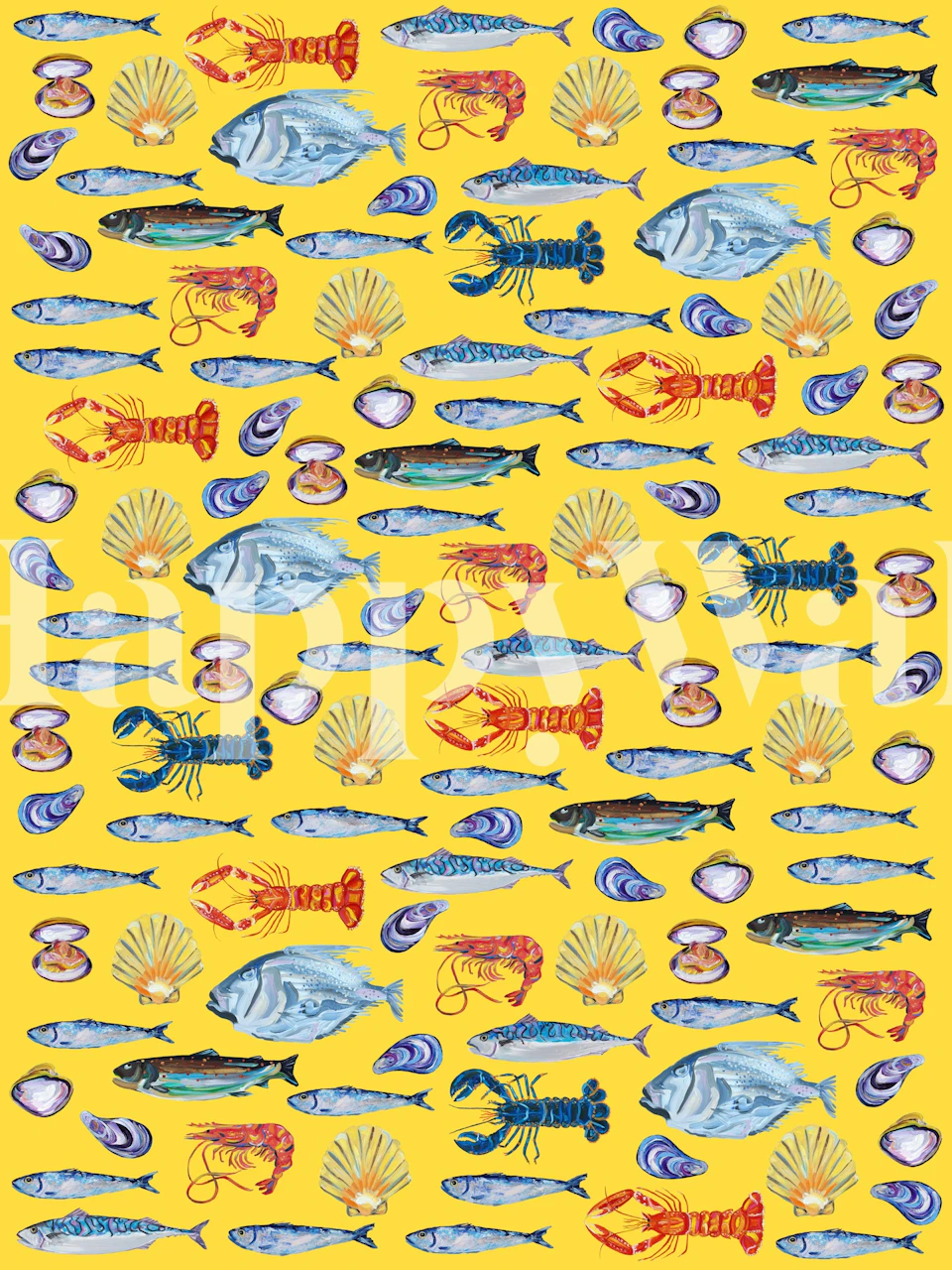 Deep Ocean Fish Scene Pattern i et rom