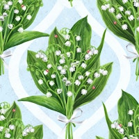 Bouquet of lily of the valley on blue ταπετσαρία