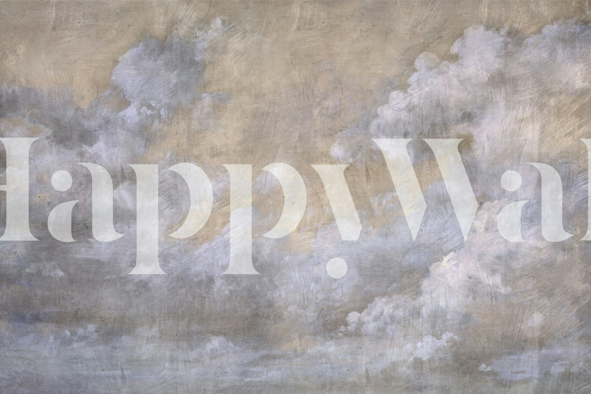 Carta da parati astratta in stile industriale con motivi di nuvole grunge dorate e grigie