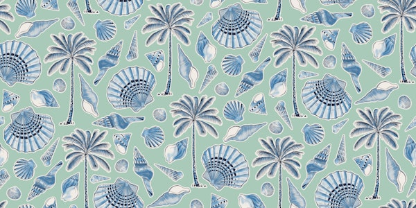 Seashells and palm trees soft mint