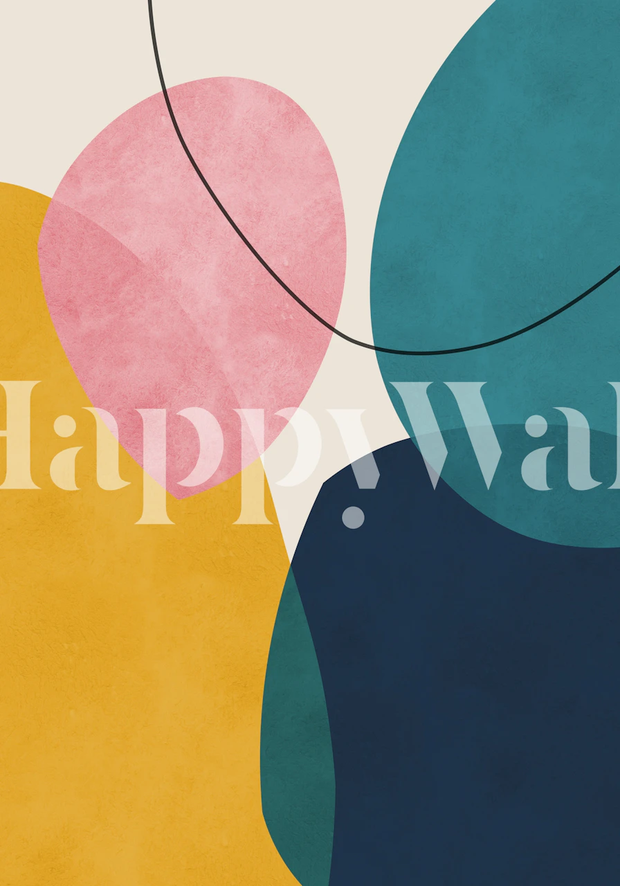 Colorful abstract shapes tapet i ett rum