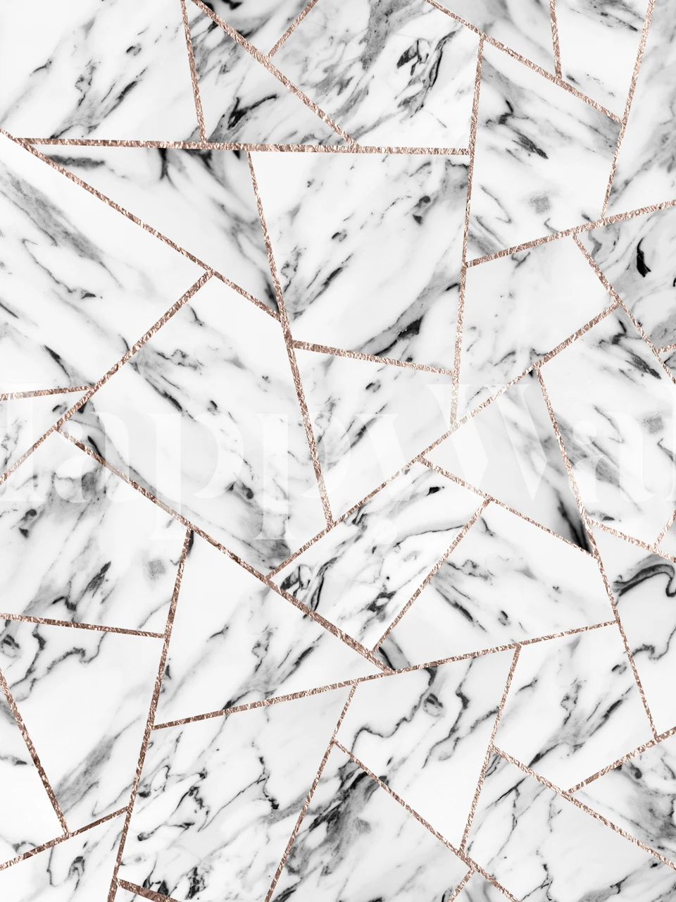 Geometric marble pattern with rose gold accents wall mural