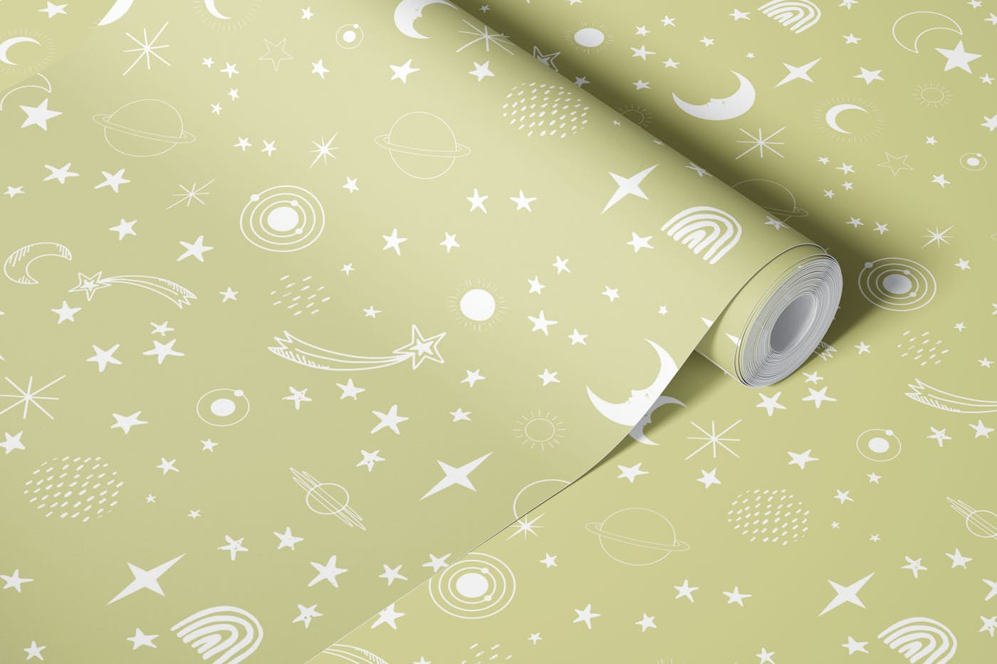 Celestial Space Astros Wasabi wallpaper roll