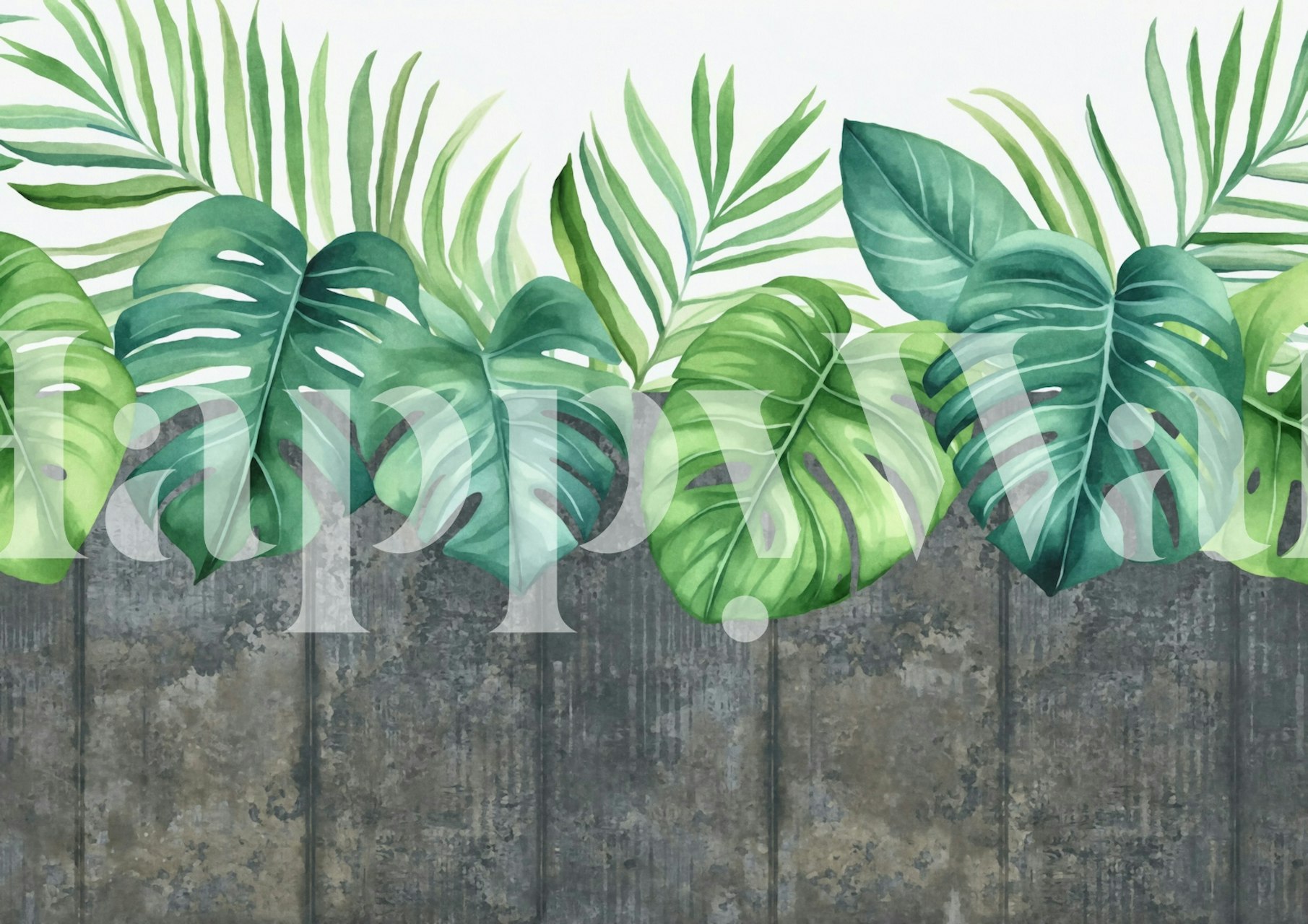 Urban Jungle Monstera and Palm Leaf wallpaper