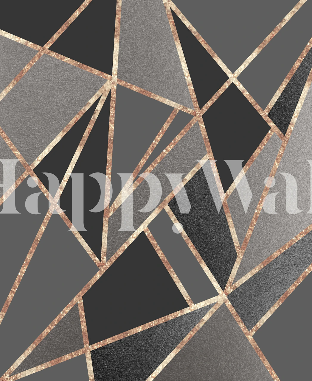 Geometric gray and rose gold wallpaper design