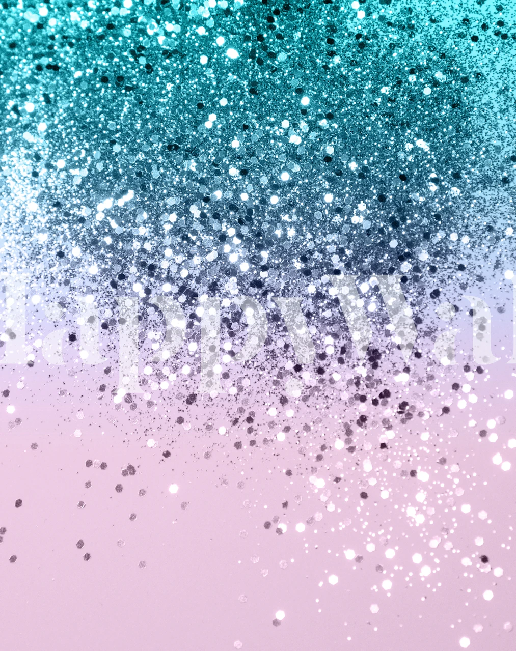 Glittering unicorn-themed wallpaper with turquoise and pink gradient