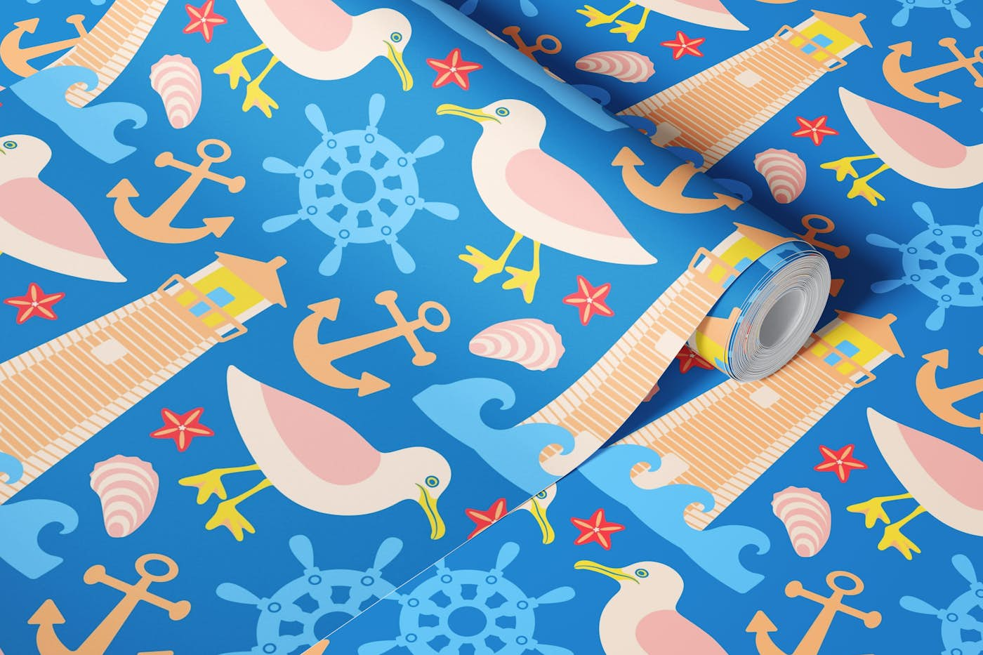 NAUTICAL-NESS Coastal Ocean Marine Sea Blue wallpaper roll