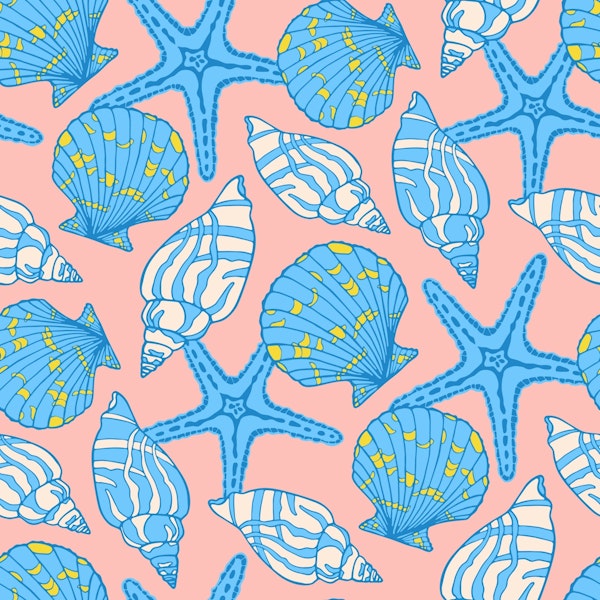 SEASHELLS BY THE SEASHORE Beach Shells Blue