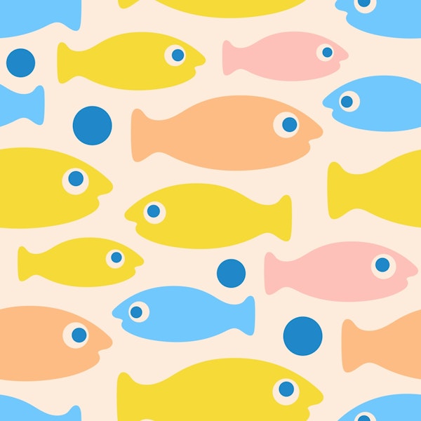 SCHOOL-O-FISH Cute Swimming Ocean Fish Yellow