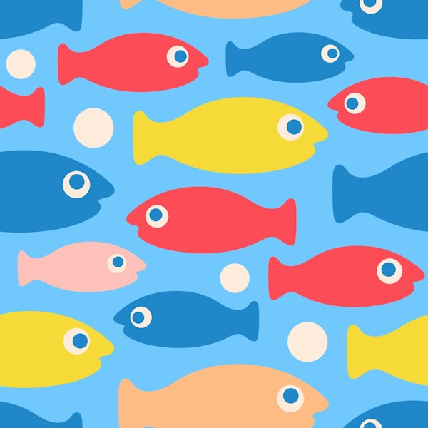 SCHOOL-O-FISH Cute Swimming Ocean Fish Blue