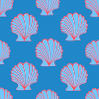 COCKLES Scallop Coastal Beach Seashells Blue tapete