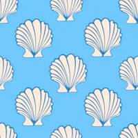 COCKLES Scallop Coastal Beach Seashells White tapete