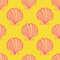 COCKLES Scallop Coastal Beach Seashell Yellow tapet