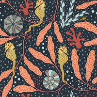 sea horse underwater paradise midnight tapeta