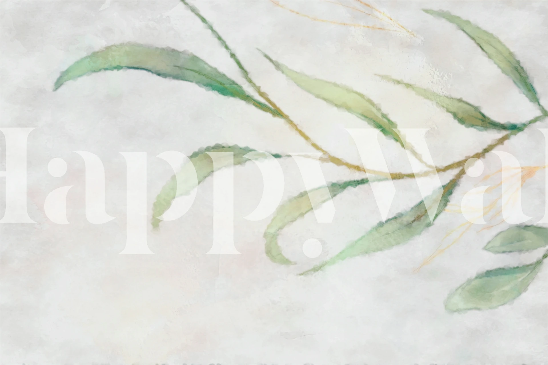 Painted leaves wallpaper in a room