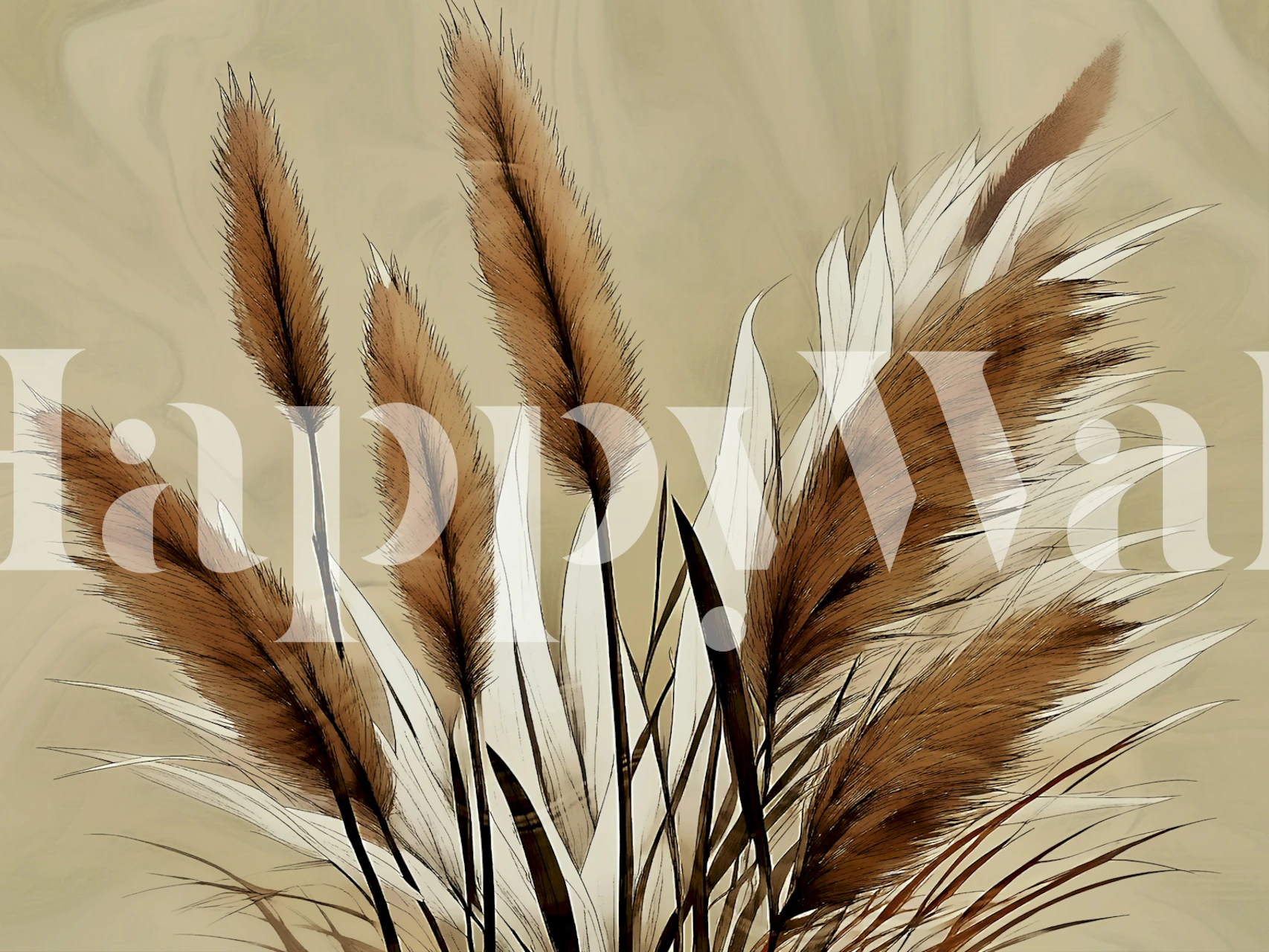 Classic Pampas Grass Wall Mural with Neutral Tones