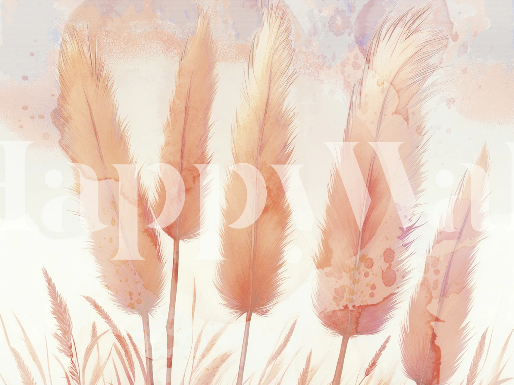 Light surreal grass wallpaper displayed in a room