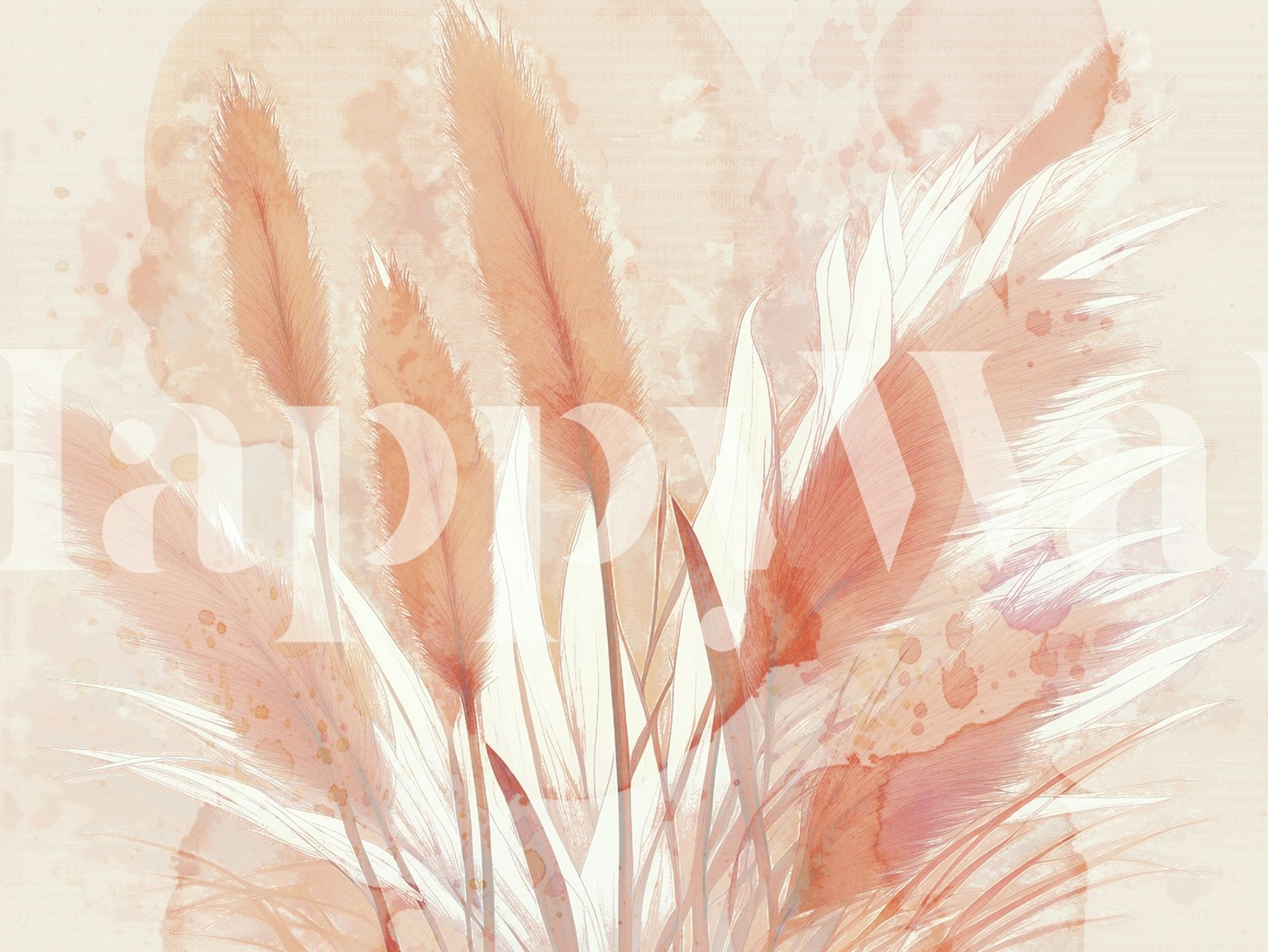 Elegantní fototapeta louka z trávy v tónech ruměnec a krém