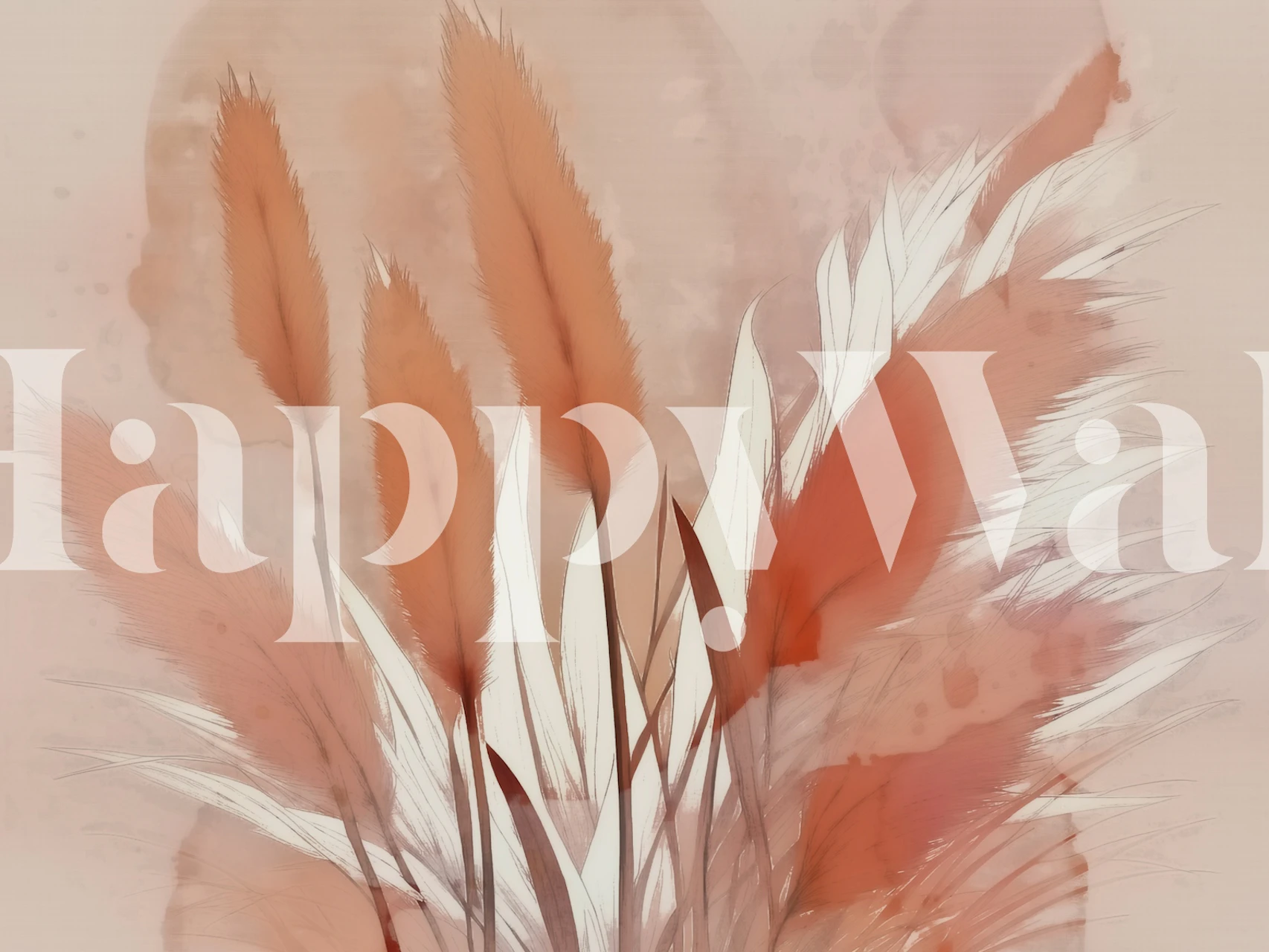 Abstract grass design in soft pink and cream colors wallpaper