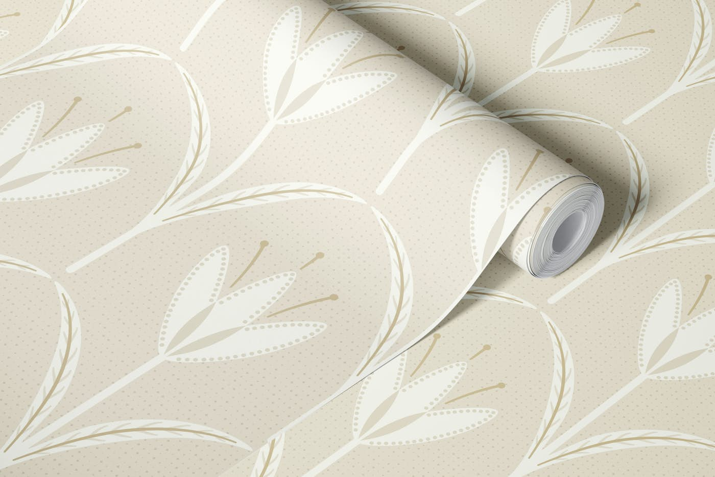 Classical simple flowers cream wallpaper roll