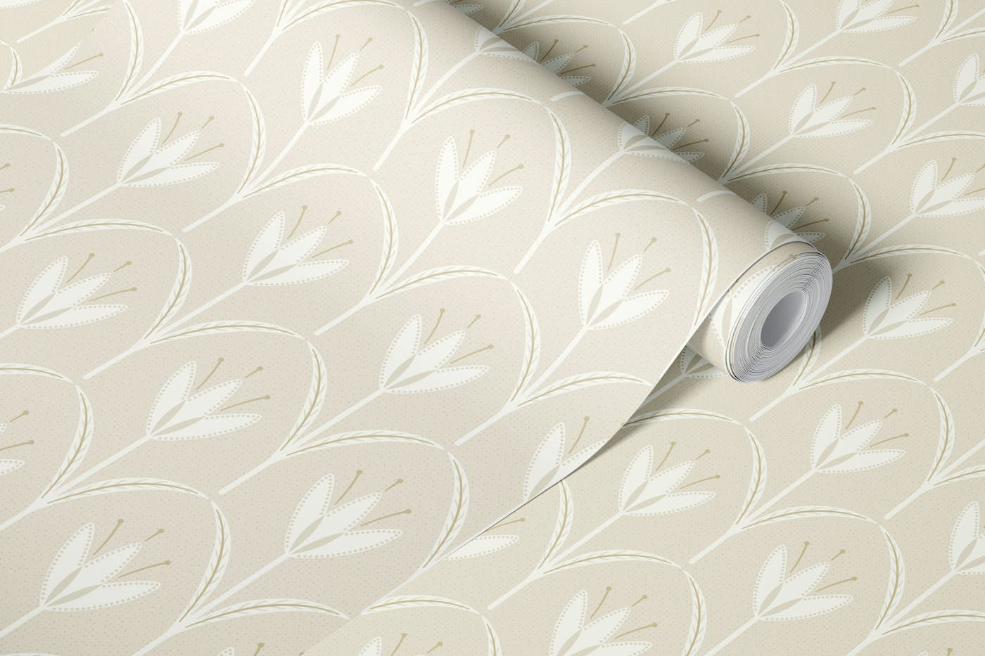 Classical simple flowers off white small wallpaper roll