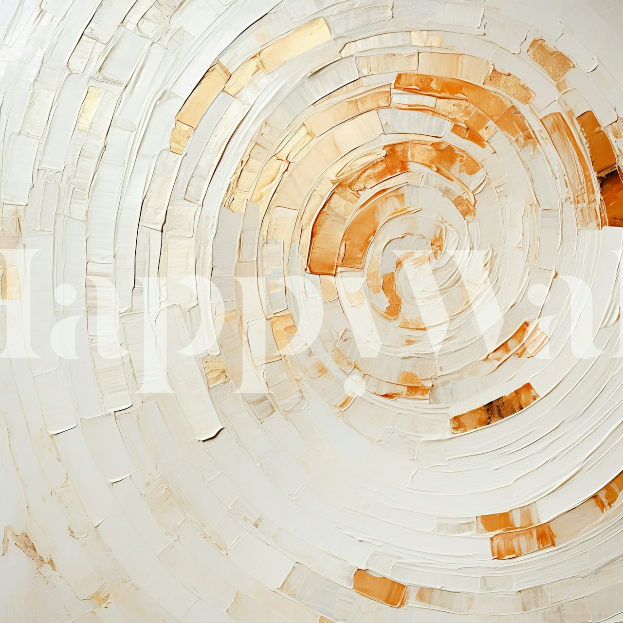 Abstract swirling patterns in white and gold tones wallpaper