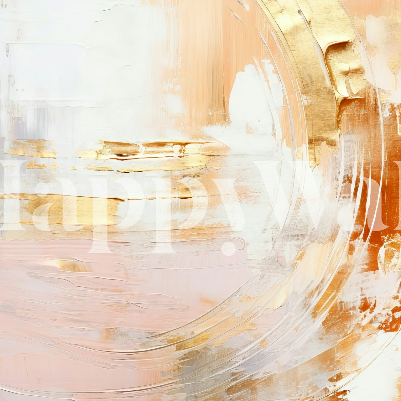 Abstract gold and peach circular strokes wallpaper