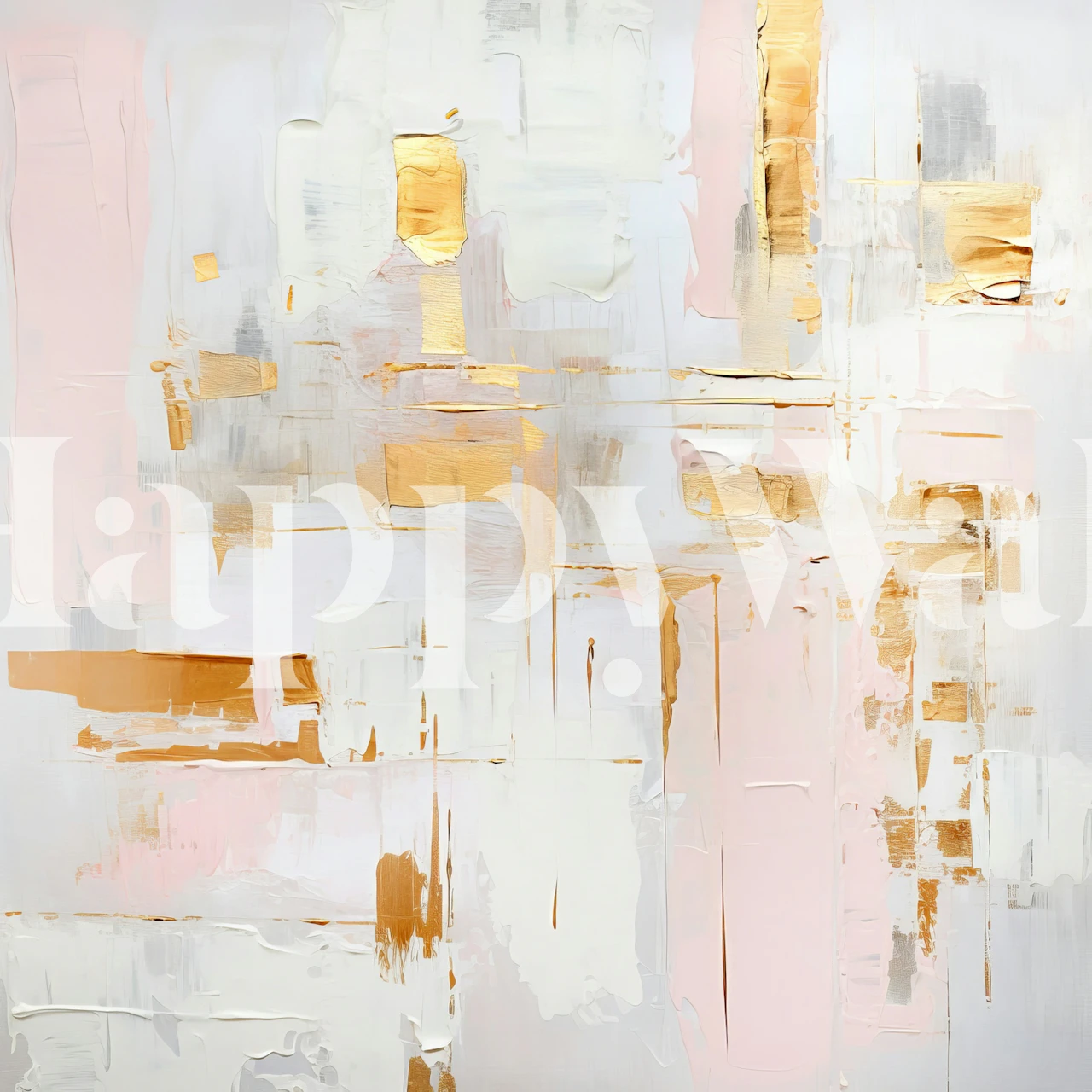 Abstract Wall Mural With Pastel Colors And Gold Accents Titled Abstract Art Uncertain Future