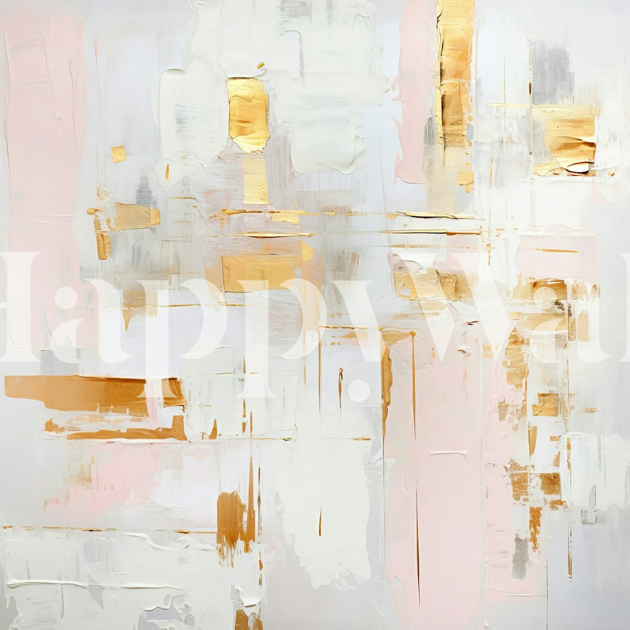 Abstract Wall Mural With Pastel Colors And Gold Accents Titled Abstract Art Uncertain Future