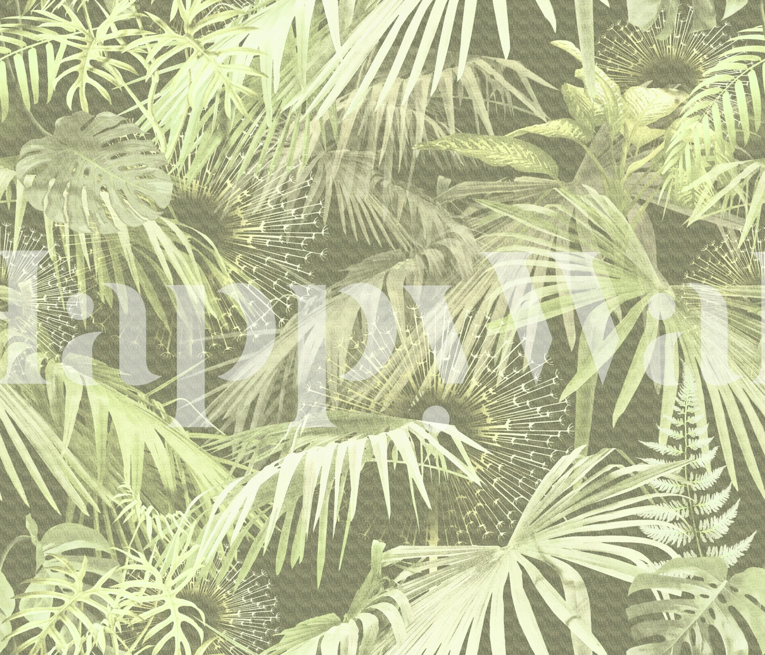 Tropical foliage in varying shades of green wallpaper