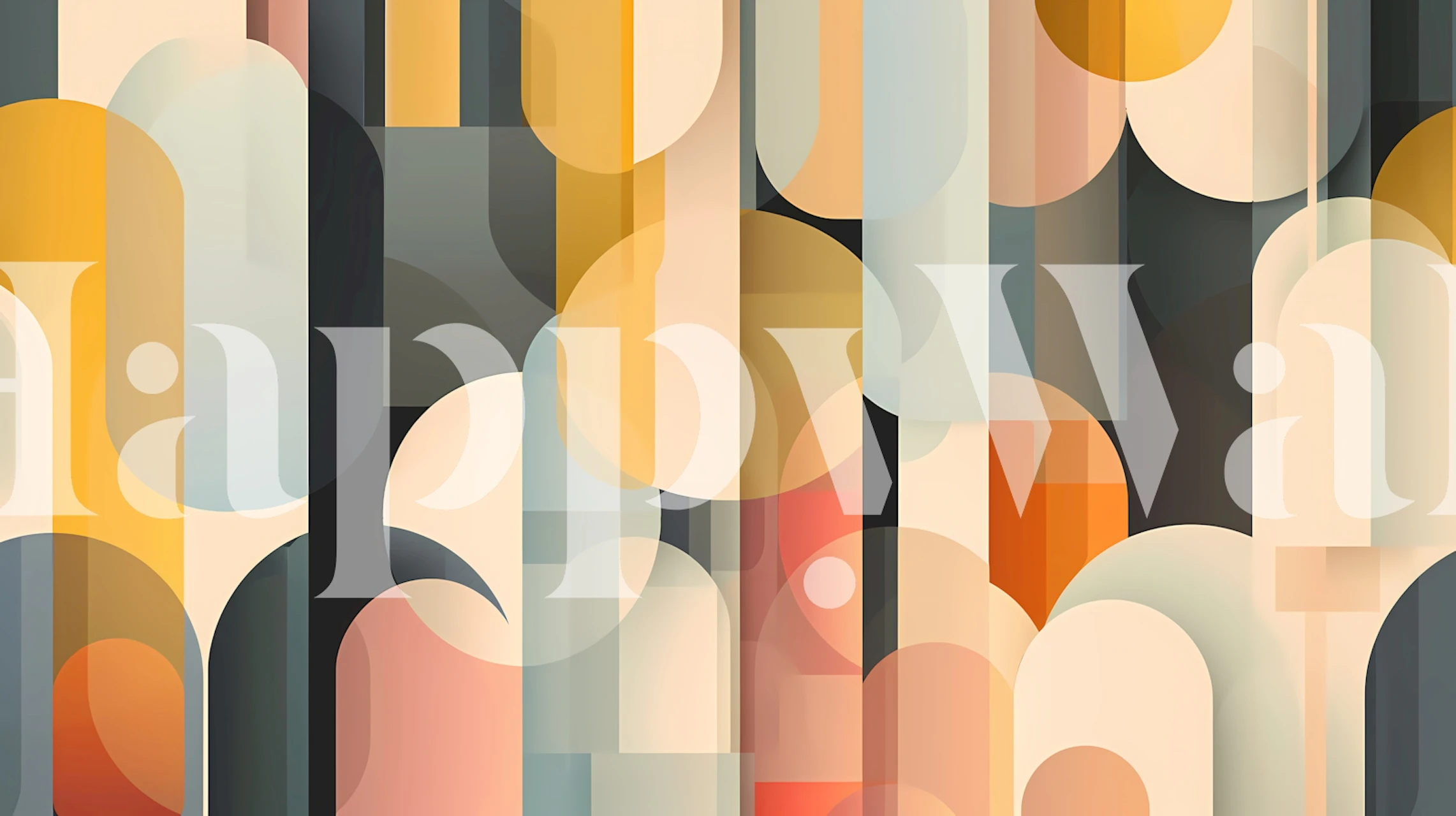 Geometric shapes in muted earth tones like beige, brown, orange, and teal wallpaper